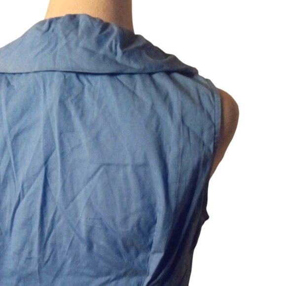 Lafayette 148 Sleeveless Ruffle Neck Blouse Button Front Cotton Blend Size 2 - Picture 6 of 8